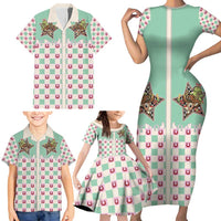 Western Yoke Family Matching Short Sleeve Bodycon Dress and Hawaiian Shirt Rudolph Cowboy Christmas Retro Style - Wonder Print Shop