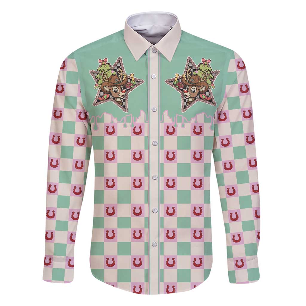 Western Yoke Family Matching Short Sleeve Bodycon Dress and Hawaiian Shirt Rudolph Cowboy Christmas Retro Style - Wonder Print Shop