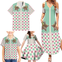 Western Yoke Family Matching Summer Maxi Dress and Hawaiian Shirt Rudolph Cowboy Christmas Retro Style - Wonder Print Shop