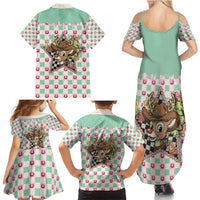 Western Yoke Family Matching Summer Maxi Dress and Hawaiian Shirt Rudolph Cowboy Christmas Retro Style - Wonder Print Shop
