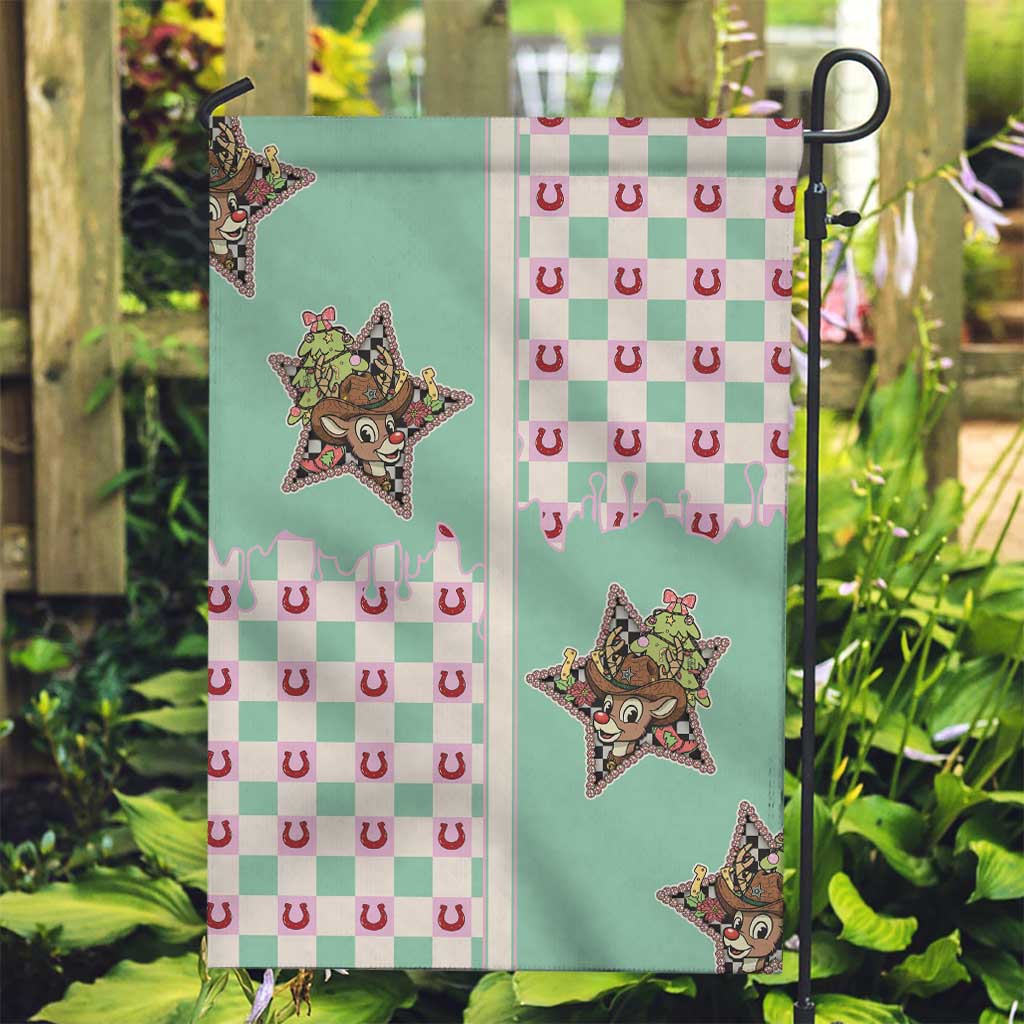 Western Yoke Garden Flag Rudolph Cowboy Christmas Retro Style - Wonder Print Shop