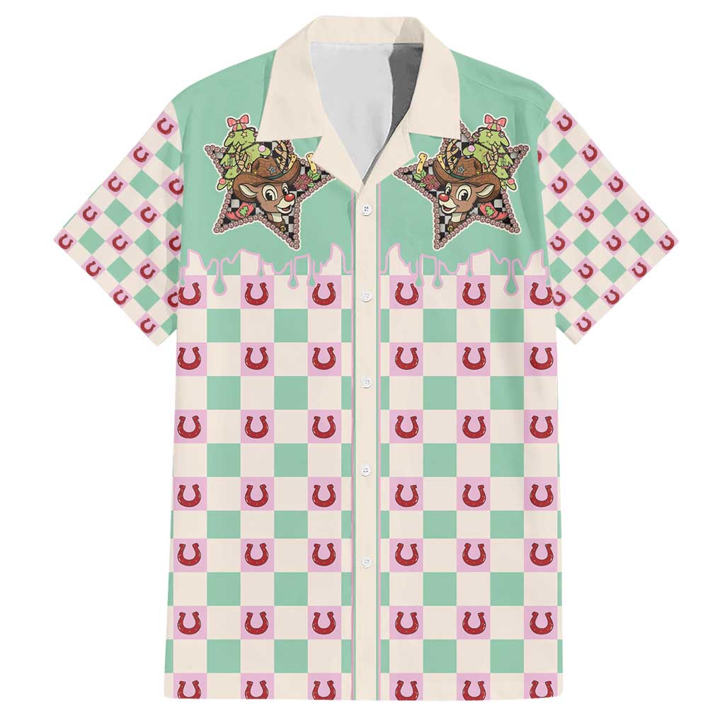 Western Yoke Hawaiian Shirt Rudolph Cowboy Christmas Retro Style - Wonder Print Shop