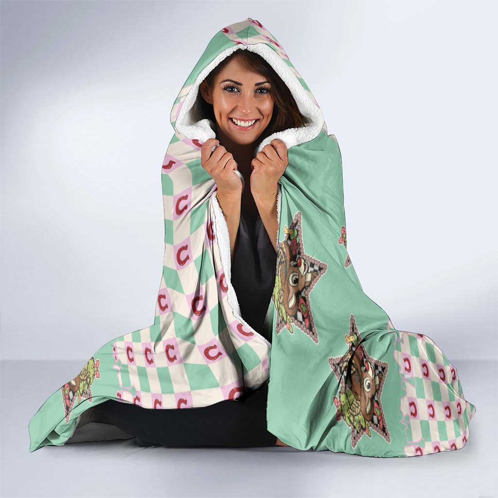 Western Yoke Hooded Blanket Rudolph Cowboy Christmas Retro Style - Wonder Print Shop