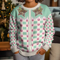 Western Yoke Kid Ugly Christmas Sweater Rudolph Cowboy Christmas Retro Style - Wonder Print Shop