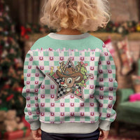Western Yoke Kid Ugly Christmas Sweater Rudolph Cowboy Christmas Retro Style - Wonder Print Shop
