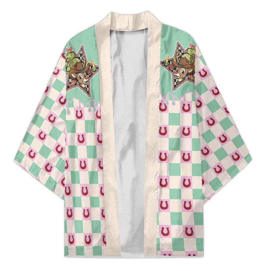 Western Yoke Kimono Rudolph Cowboy Christmas Retro Style - Wonder Print Shop