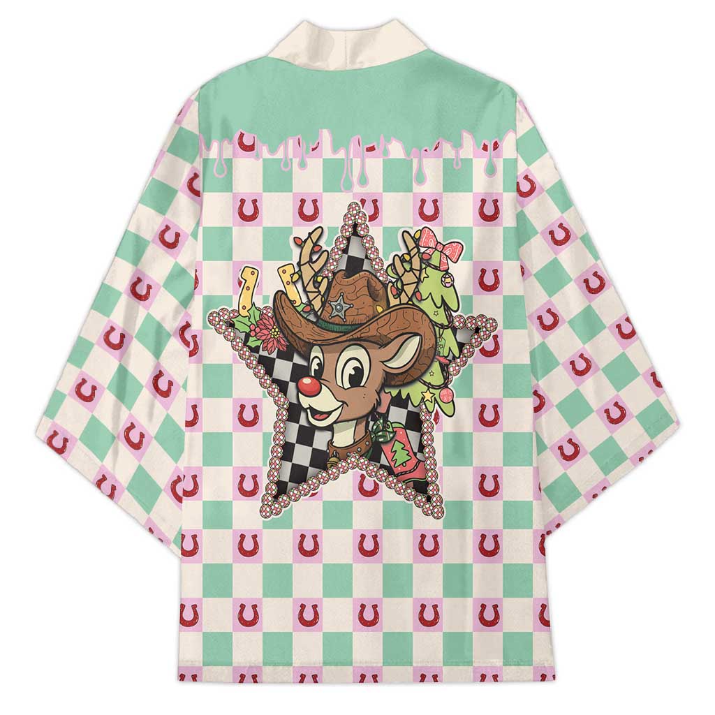 Western Yoke Kimono Rudolph Cowboy Christmas Retro Style - Wonder Print Shop