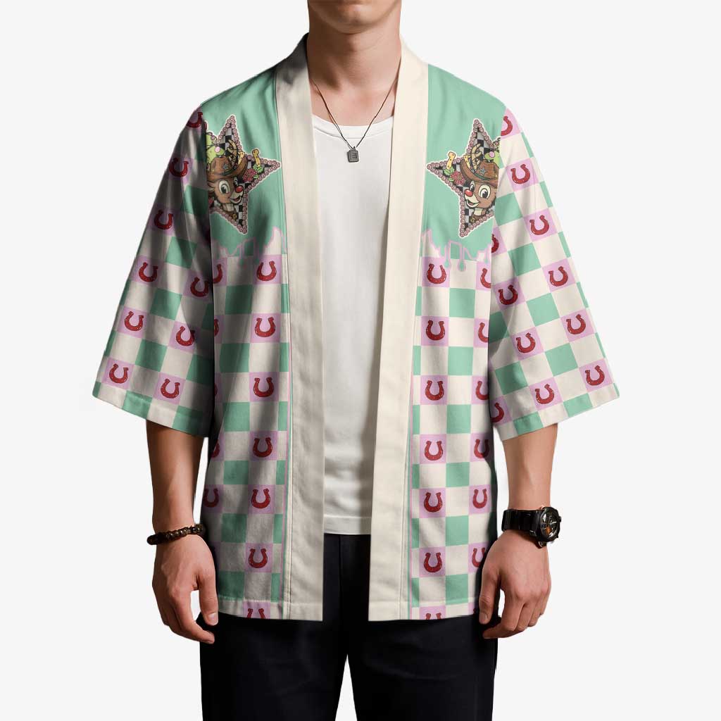 Western Yoke Kimono Rudolph Cowboy Christmas Retro Style - Wonder Print Shop