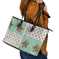 Western Yoke Leather Tote Bag Rudolph Cowboy Christmas Retro Style - Wonder Print Shop