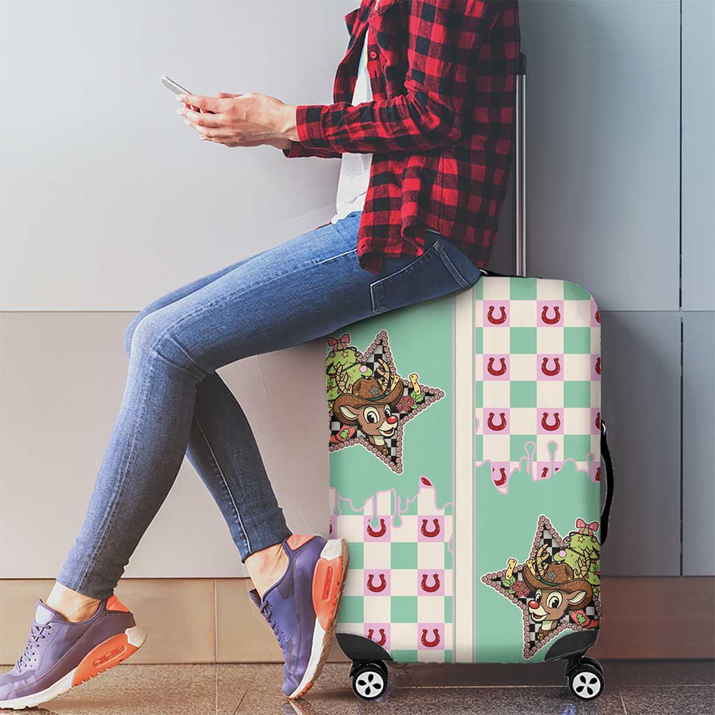 Western Yoke Luggage Cover Rudolph Cowboy Christmas Retro Style - Wonder Print Shop