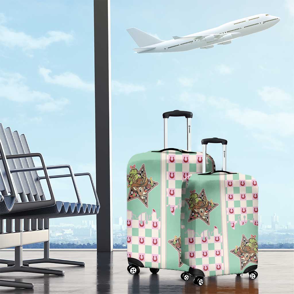 Western Yoke Luggage Cover Rudolph Cowboy Christmas Retro Style - Wonder Print Shop