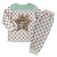 Western Yoke Christmas Pajama Set Rudolph Cowboy Christmas Retro Style - Wonder Print Shop