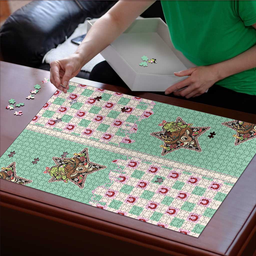 Western Yoke Puzzle Rudolph Cowboy Christmas Retro Style - Wonder Print Shop