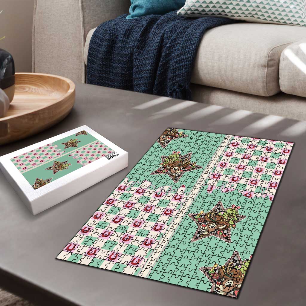 Western Yoke Puzzle Rudolph Cowboy Christmas Retro Style - Wonder Print Shop