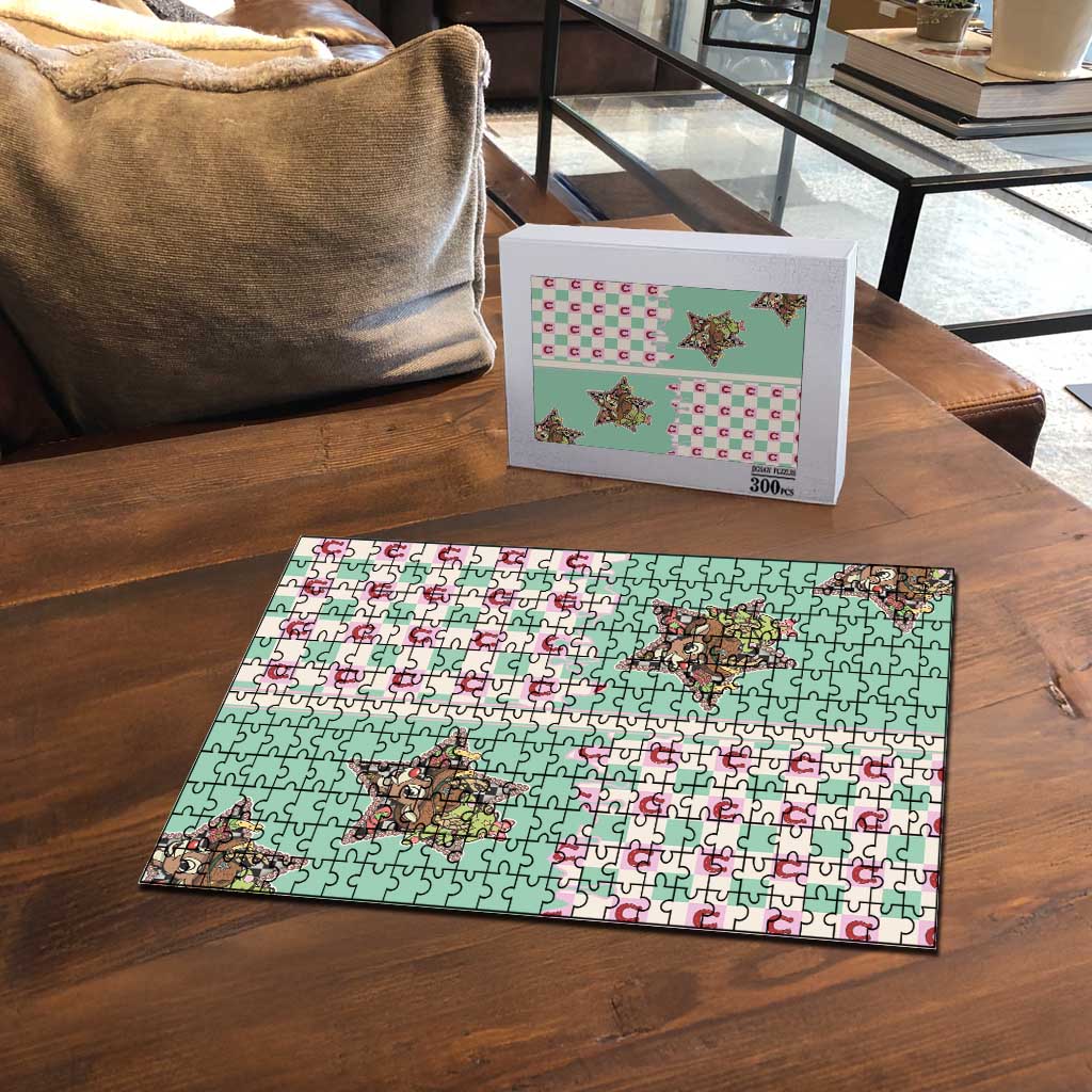 Western Yoke Puzzle Rudolph Cowboy Christmas Retro Style - Wonder Print Shop