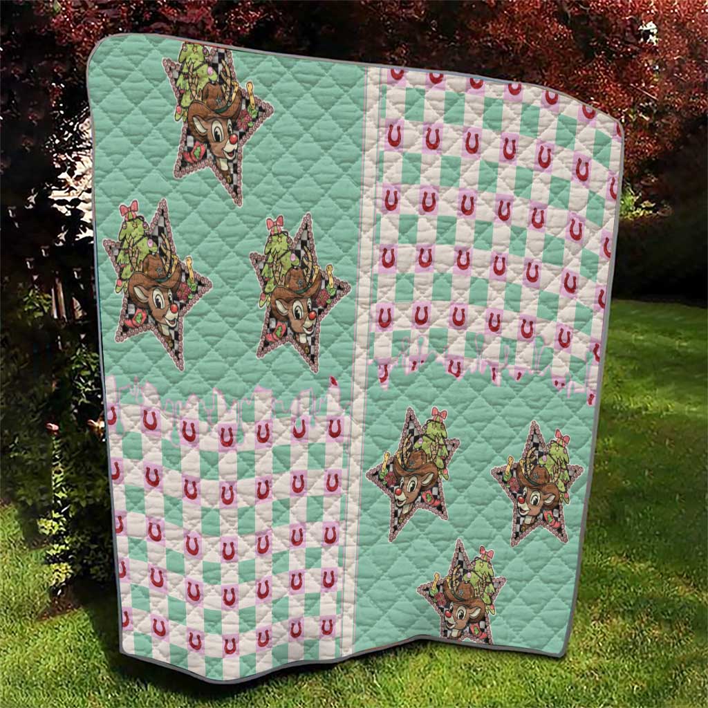 Western Yoke Quilt Rudolph Cowboy Christmas Retro Style - Wonder Print Shop
