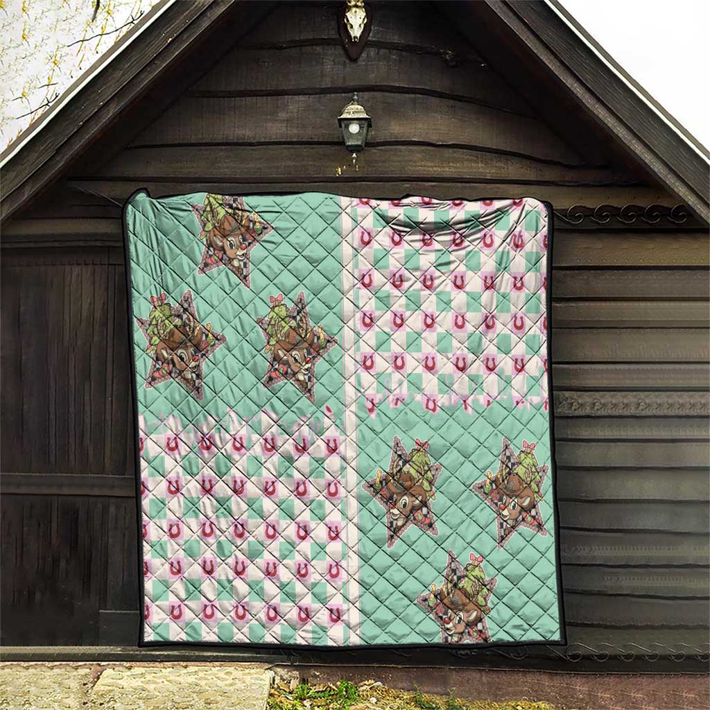 Western Yoke Quilt Rudolph Cowboy Christmas Retro Style - Wonder Print Shop