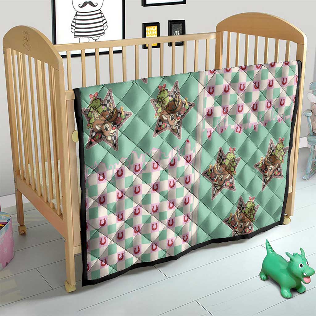 Western Yoke Quilt Rudolph Cowboy Christmas Retro Style - Wonder Print Shop