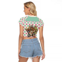 Western Yoke Raglan Cropped T Shirt Rudolph Cowboy Christmas Retro Style - Wonder Print Shop