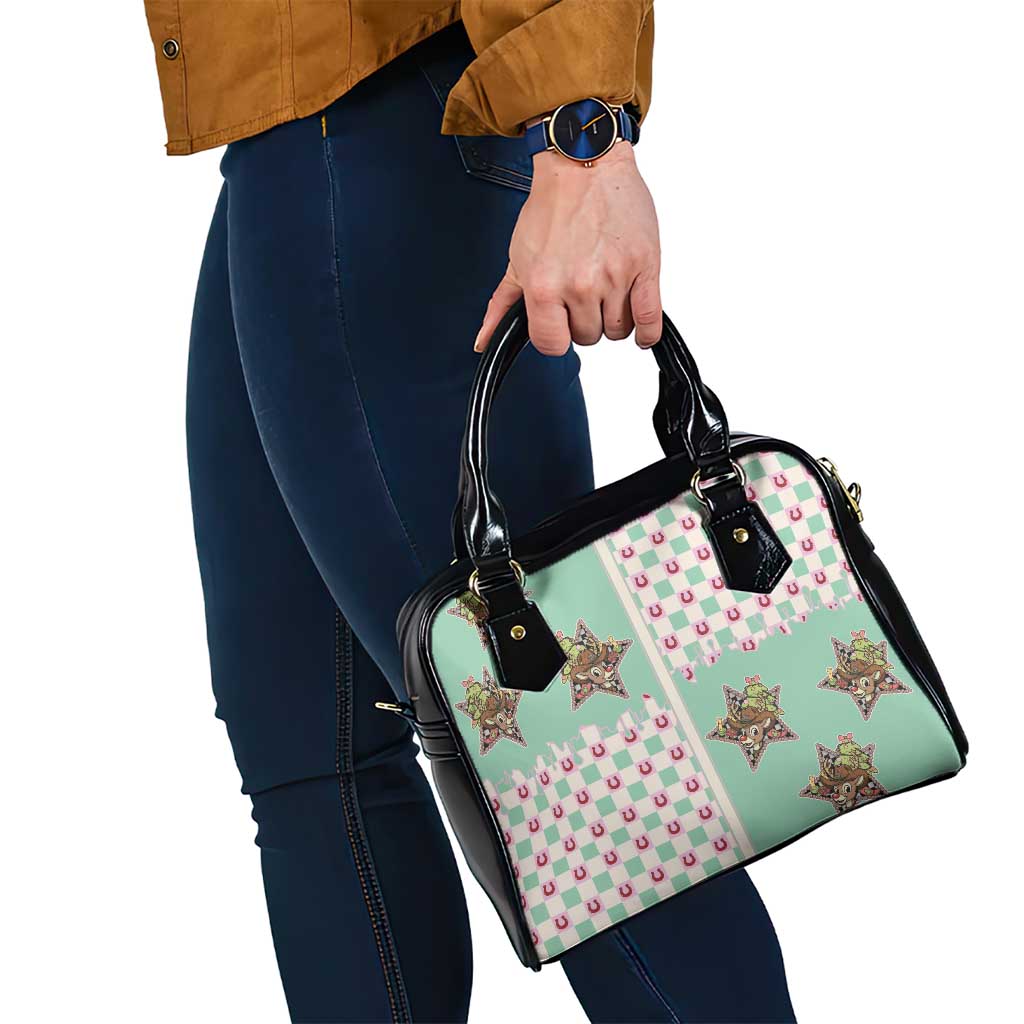 Western Yoke Shoulder Handbag Rudolph Cowboy Christmas Retro Style - Wonder Print Shop