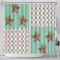 Western Yoke Shower Curtain Rudolph Cowboy Christmas Retro Style - Wonder Print Shop