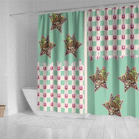 Western Yoke Shower Curtain Rudolph Cowboy Christmas Retro Style - Wonder Print Shop
