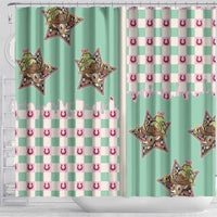Western Yoke Shower Curtain Rudolph Cowboy Christmas Retro Style - Wonder Print Shop
