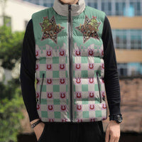 Western Yoke Sleeveless Puffer Jacket Rudolph Cowboy Christmas Retro Style - Wonder Print Shop