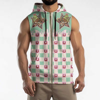 Western Yoke Sleeveless Zip Hoodie Rudolph Cowboy Christmas Retro Style - Wonder Print Shop