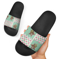 Western Yoke Slide Sandals Rudolph Cowboy Christmas Retro Style - Wonder Print Shop