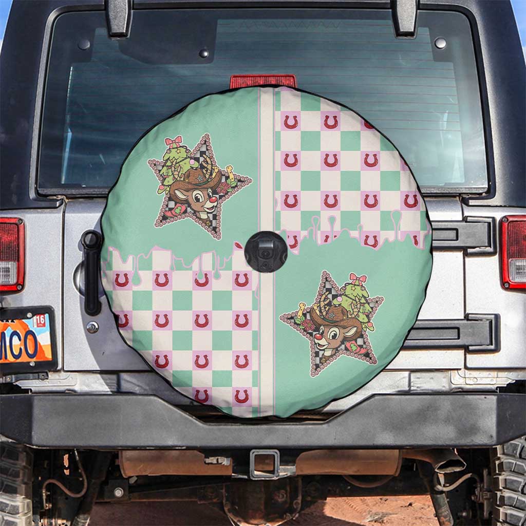 Western Yoke Spare Tire Cover Rudolph Cowboy Christmas Retro Style - Wonder Print Shop