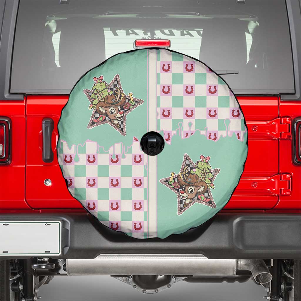 Western Yoke Spare Tire Cover Rudolph Cowboy Christmas Retro Style - Wonder Print Shop