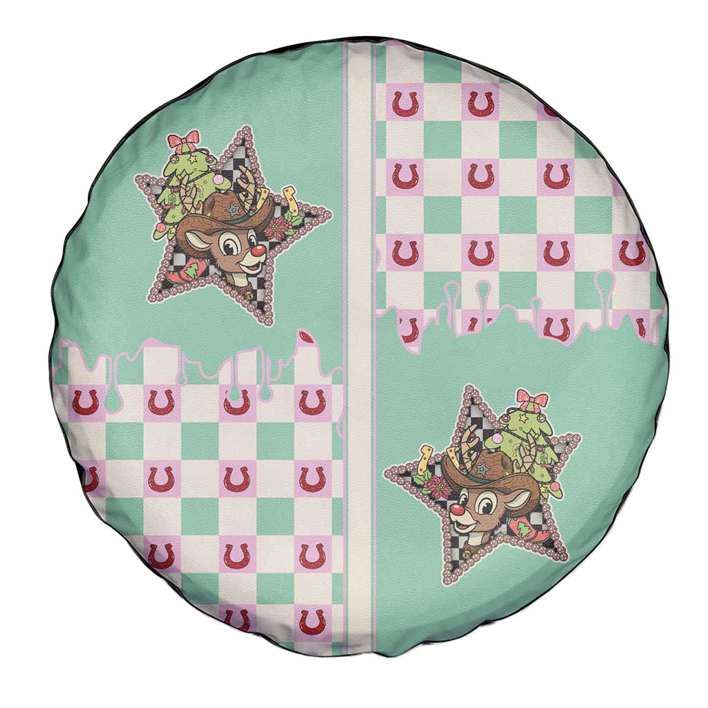 Western Yoke Spare Tire Cover Rudolph Cowboy Christmas Retro Style - Wonder Print Shop