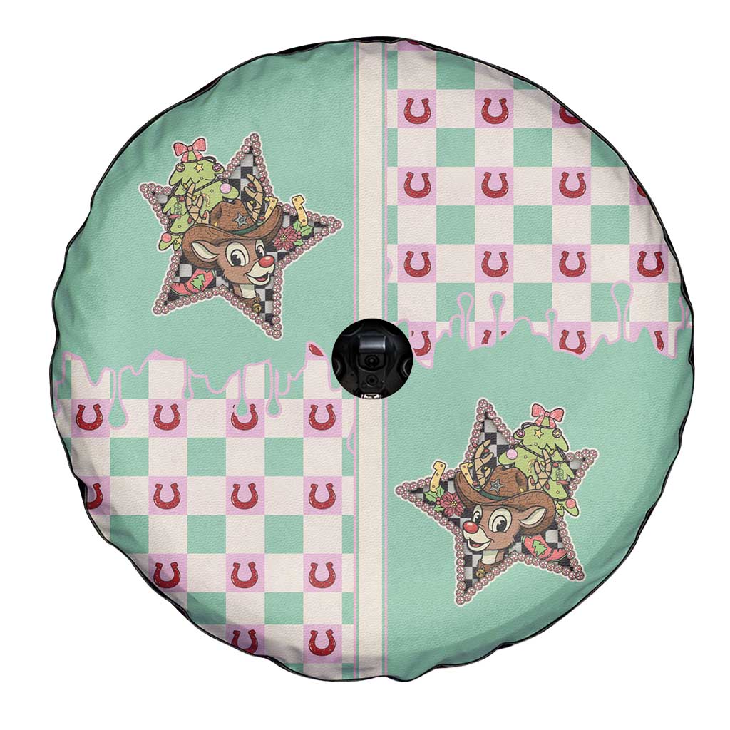 Western Yoke Spare Tire Cover Rudolph Cowboy Christmas Retro Style - Wonder Print Shop