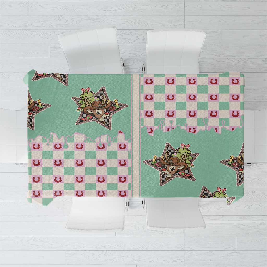Western Yoke Tablecloth Rudolph Cowboy Christmas Retro Style - Wonder Print Shop