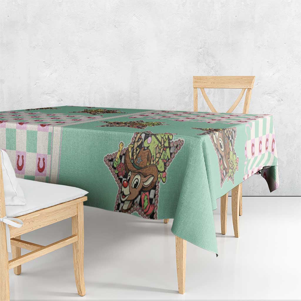 Western Yoke Tablecloth Rudolph Cowboy Christmas Retro Style - Wonder Print Shop