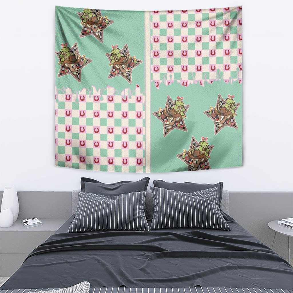 Western Yoke Tapestry Rudolph Cowboy Christmas Retro Style - Wonder Print Shop