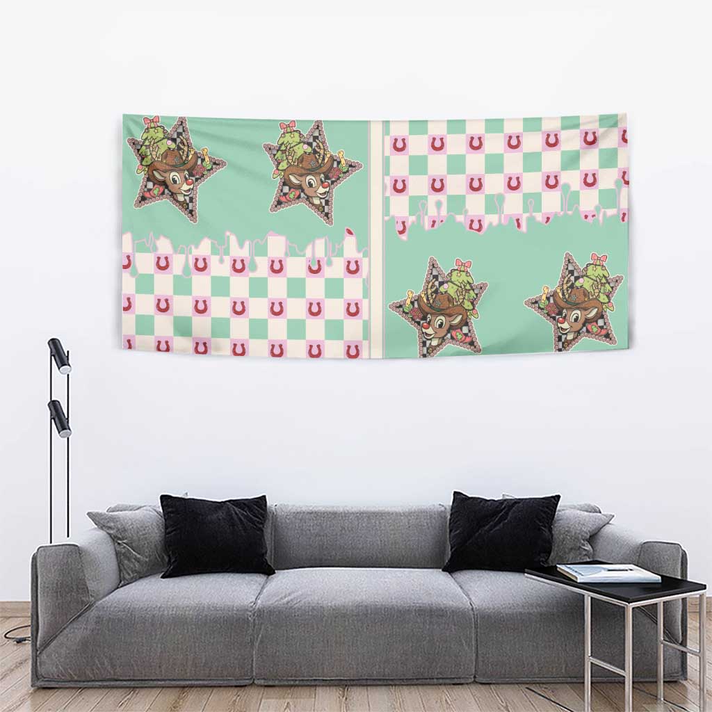 Western Yoke Tapestry Rudolph Cowboy Christmas Retro Style - Wonder Print Shop