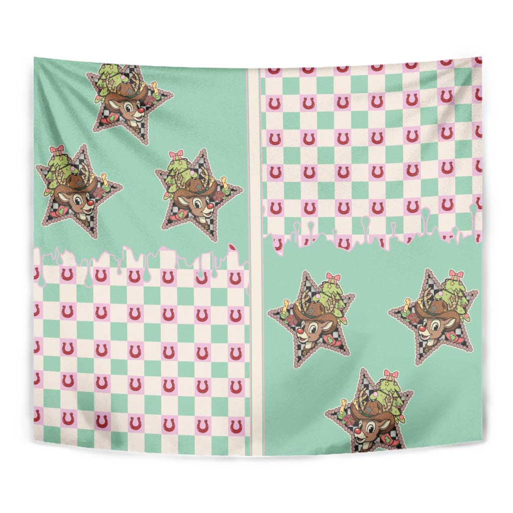 Western Yoke Tapestry Rudolph Cowboy Christmas Retro Style - Wonder Print Shop