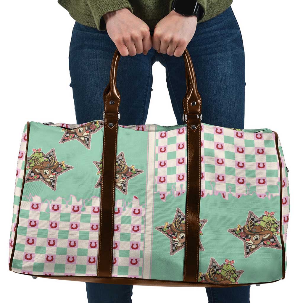 Western Yoke Travel Bag Rudolph Cowboy Christmas Retro Style - Wonder Print Shop
