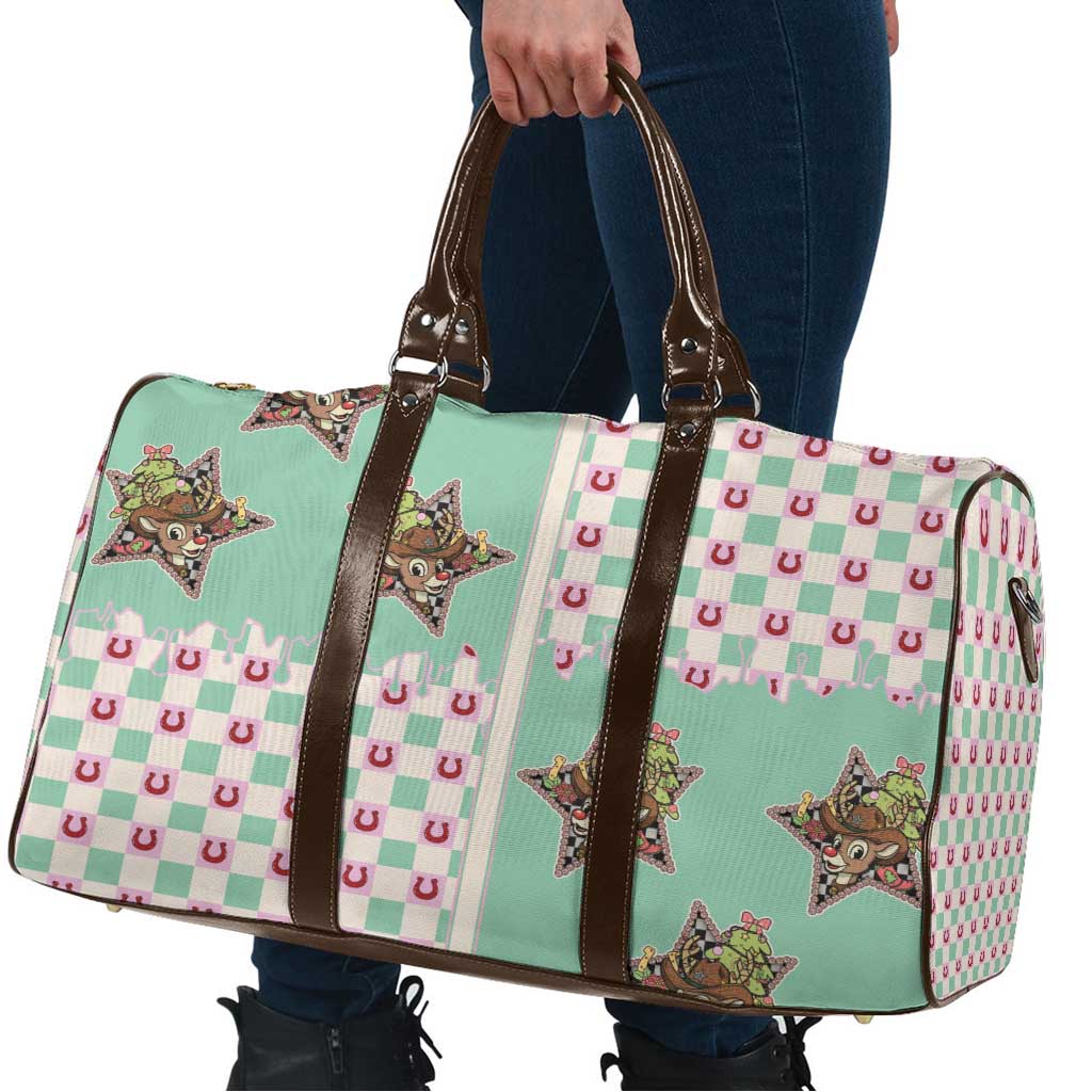 Western Yoke Travel Bag Rudolph Cowboy Christmas Retro Style - Wonder Print Shop