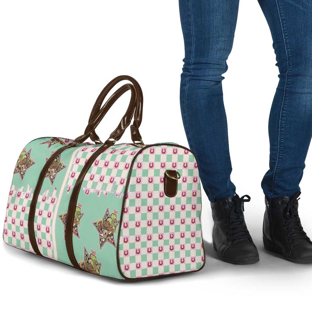 Western Yoke Travel Bag Rudolph Cowboy Christmas Retro Style - Wonder Print Shop