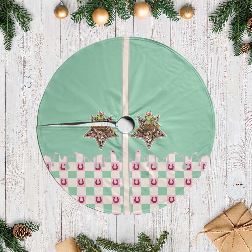 Western Yoke Tree Skirt Rudolph Cowboy Christmas Retro Style - Wonder Print Shop