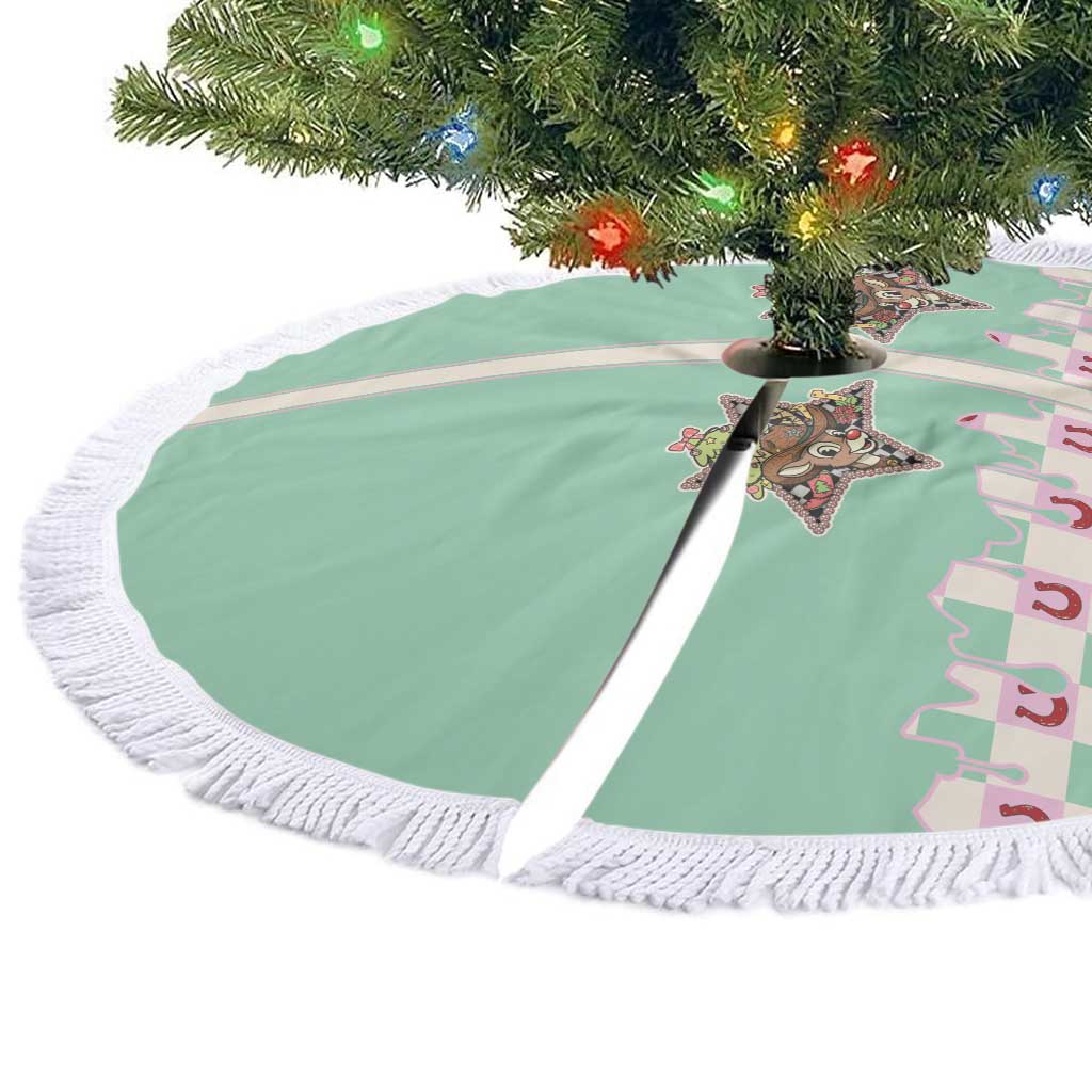 Western Yoke Tree Skirt Rudolph Cowboy Christmas Retro Style - Wonder Print Shop