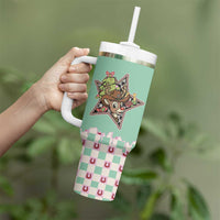 Western Yoke Tumbler With Handle Rudolph Cowboy Christmas Retro Style - Wonder Print Shop