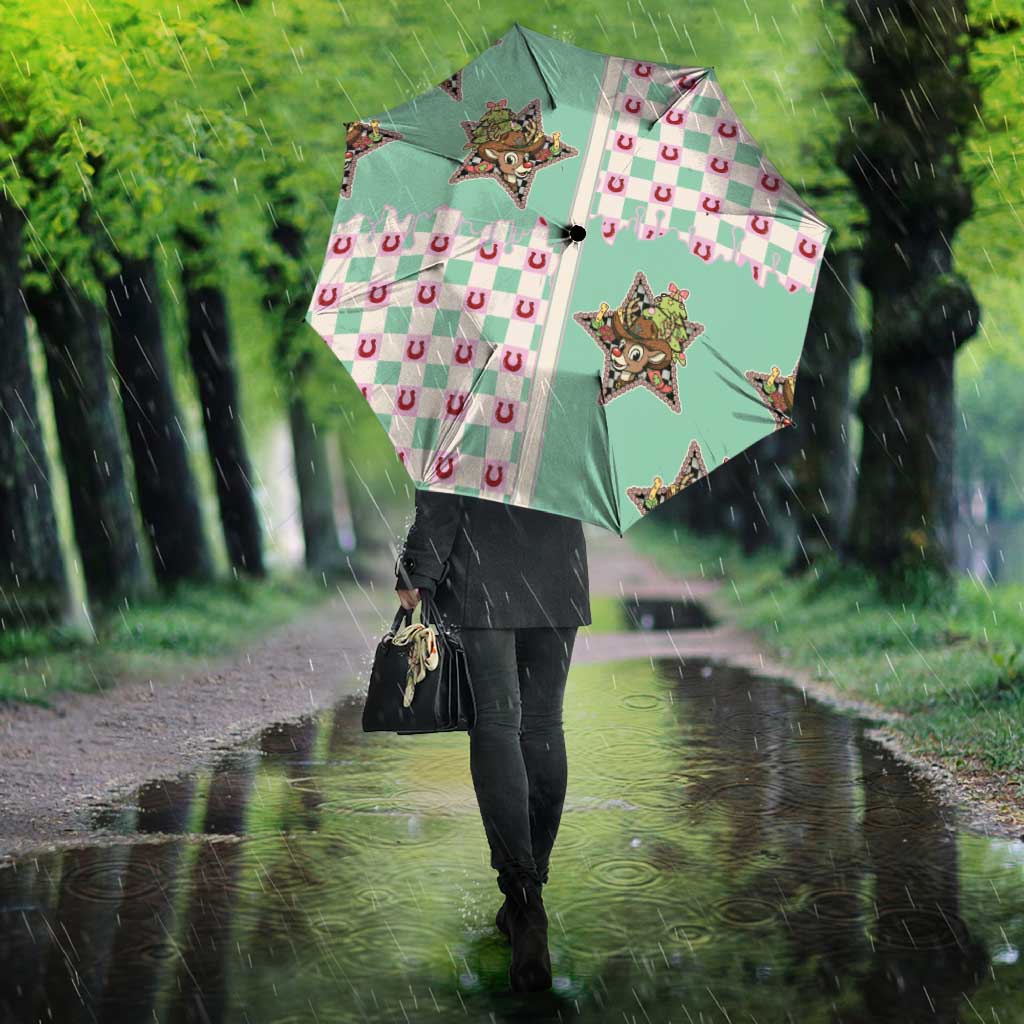 Western Yoke Umbrella Rudolph Cowboy Christmas Retro Style - Wonder Print Shop