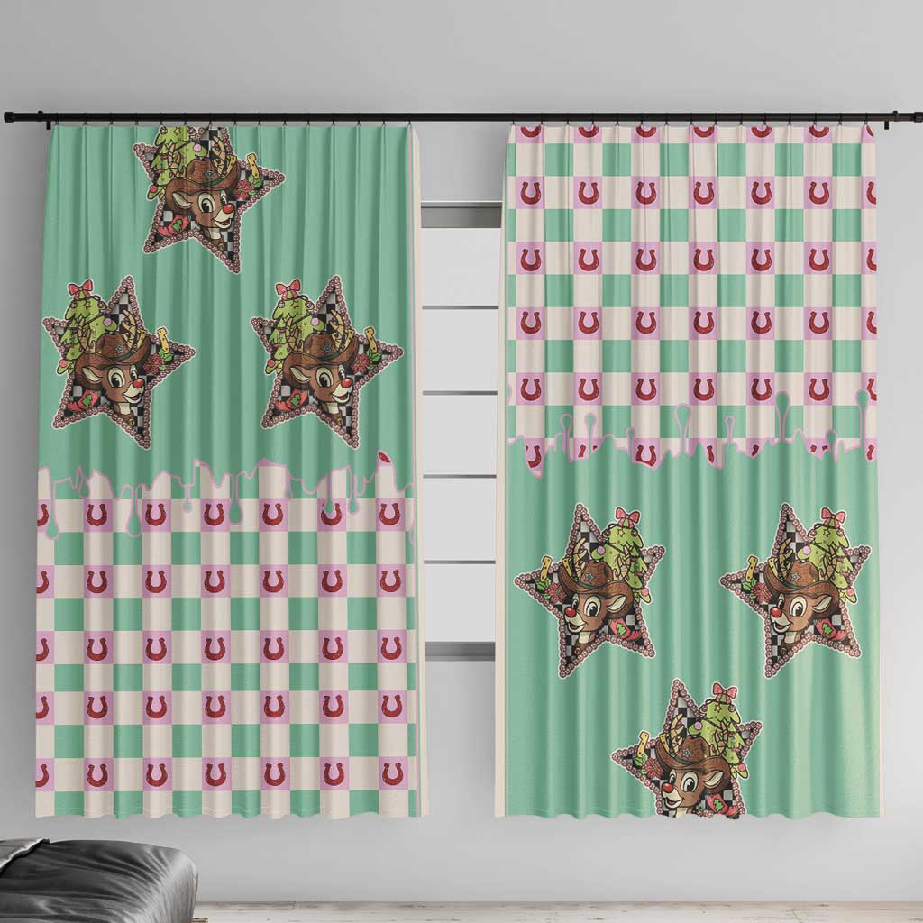 Western Yoke Window Curtain Rudolph Cowboy Christmas Retro Style - Wonder Print Shop
