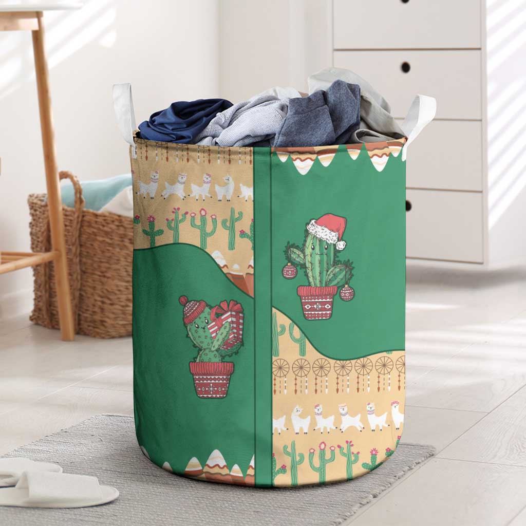 Western Yoke Laundry Basket Cactus Christmas Cute Style - Wonder Print Shop