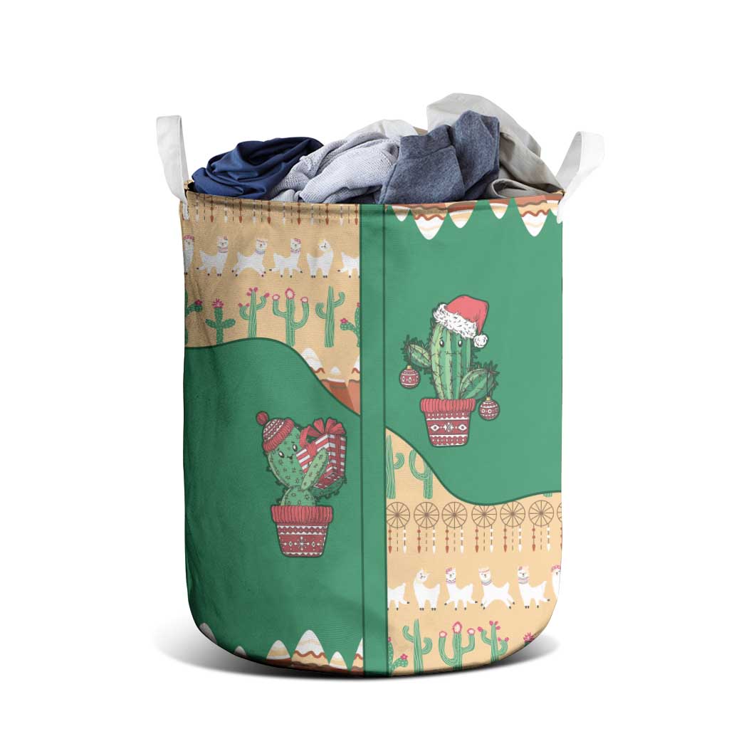 Western Yoke Laundry Basket Cactus Christmas Cute Style - Wonder Print Shop