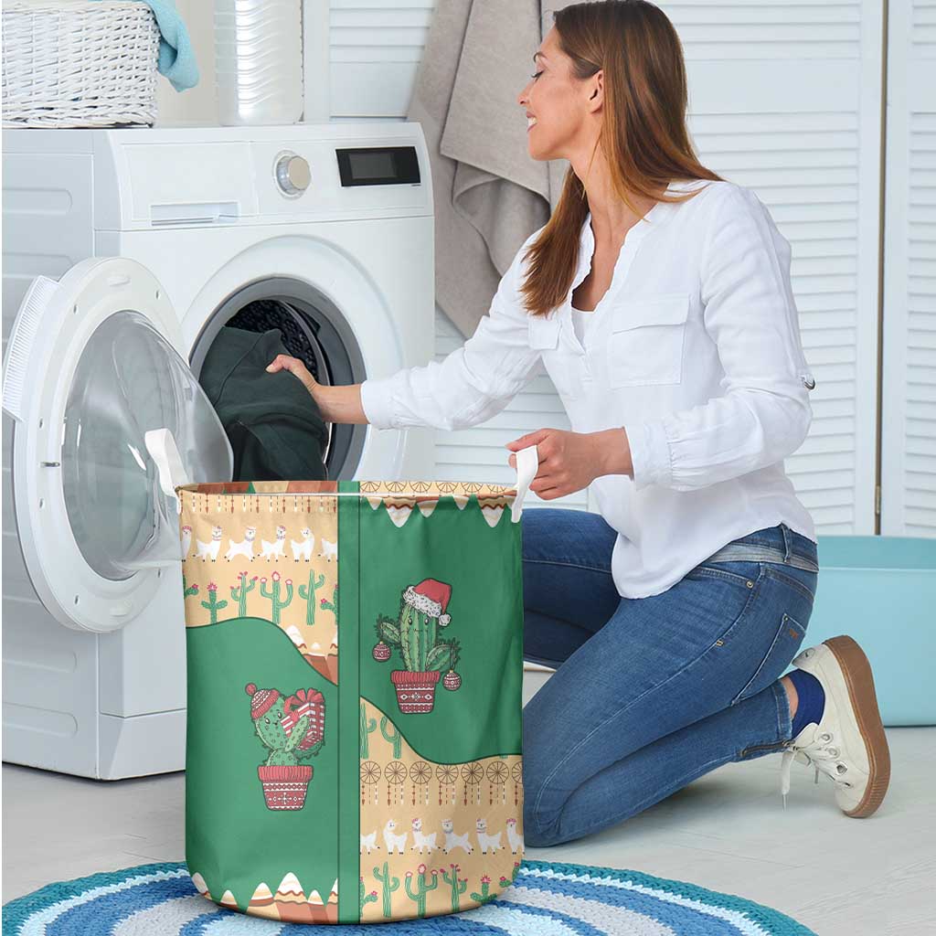 Western Yoke Laundry Basket Cactus Christmas Cute Style - Wonder Print Shop